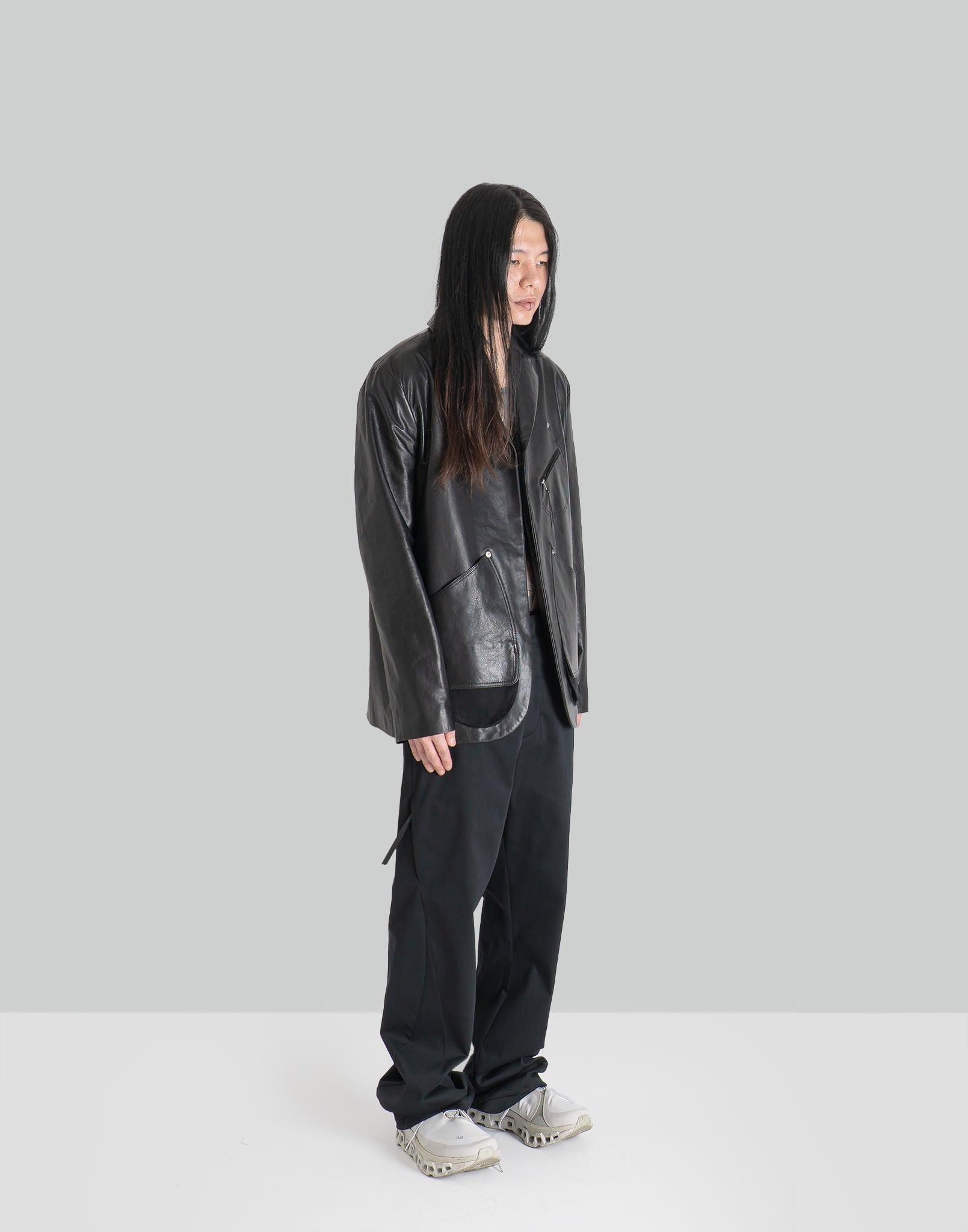 POST ARCHIVE FACTION - 8.0 LEATHER JACKET CENTER - 082plus