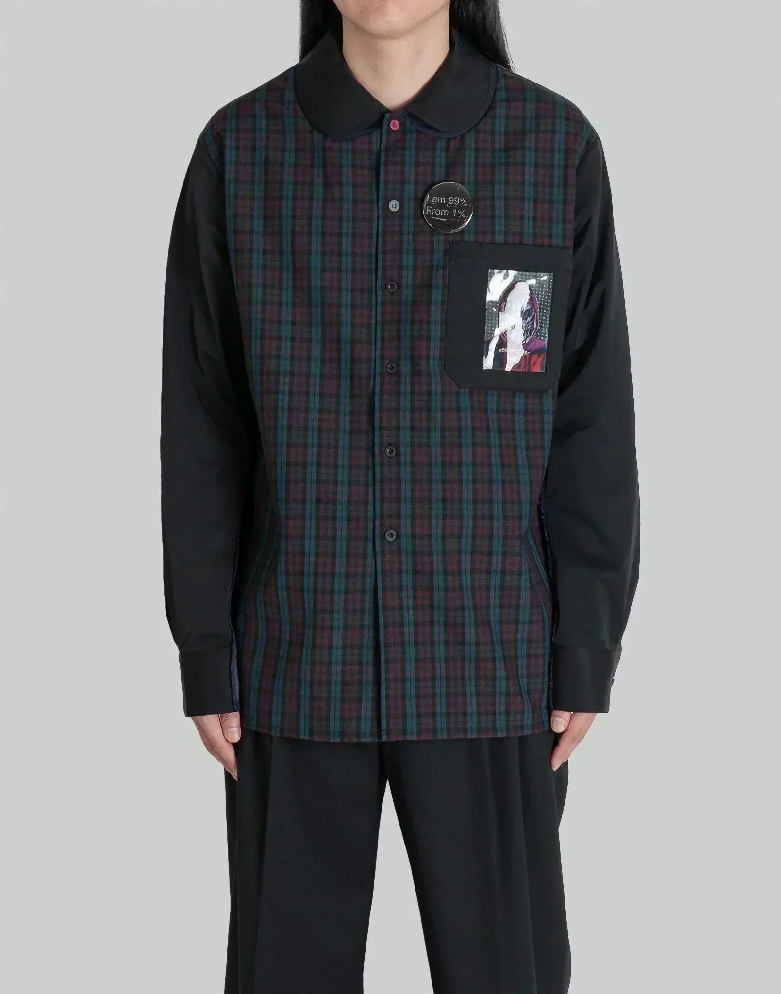 99%IS- - 1% Patch Side Ribbed Check Shirt - 082plus