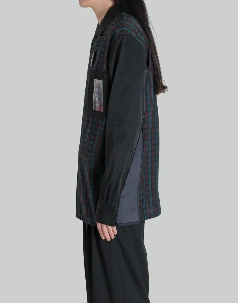 99%IS- - 1% Patch Side Ribbed Check Shirt - 082plus