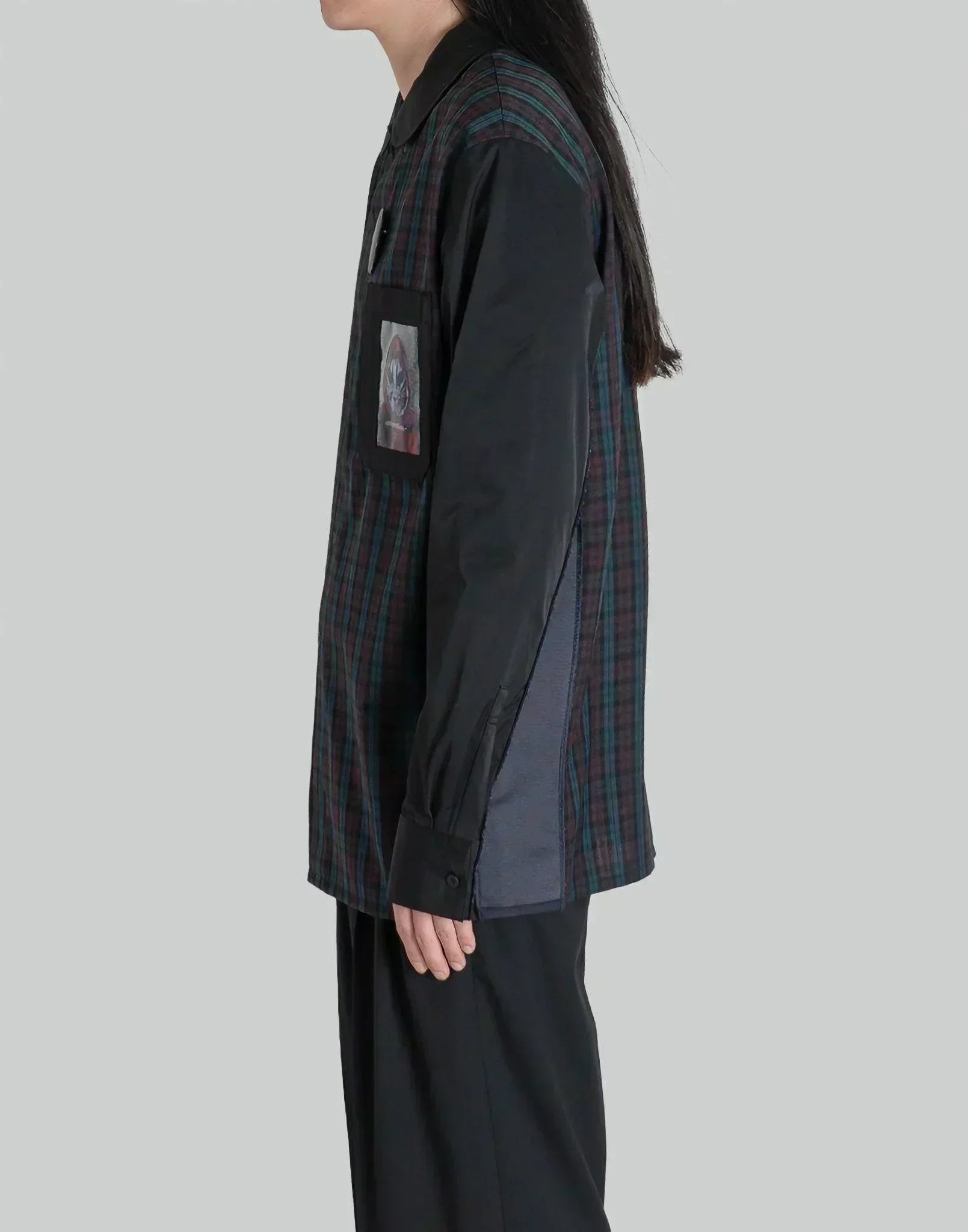 99%IS- - 1% Patch Side Ribbed Check Shirt - 082plus