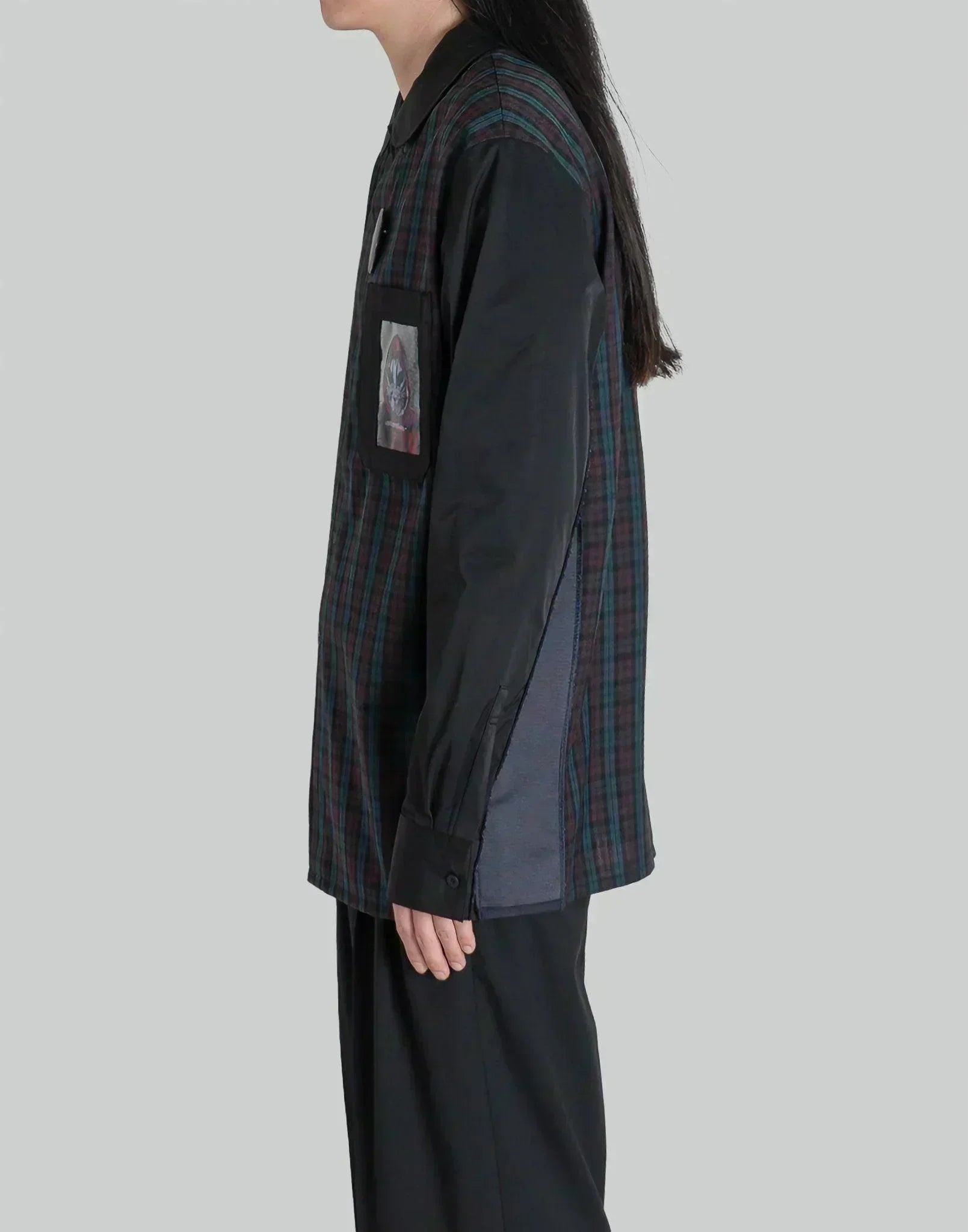99%IS- - 1% Patch Side Ribbed Check Shirt - 082plus