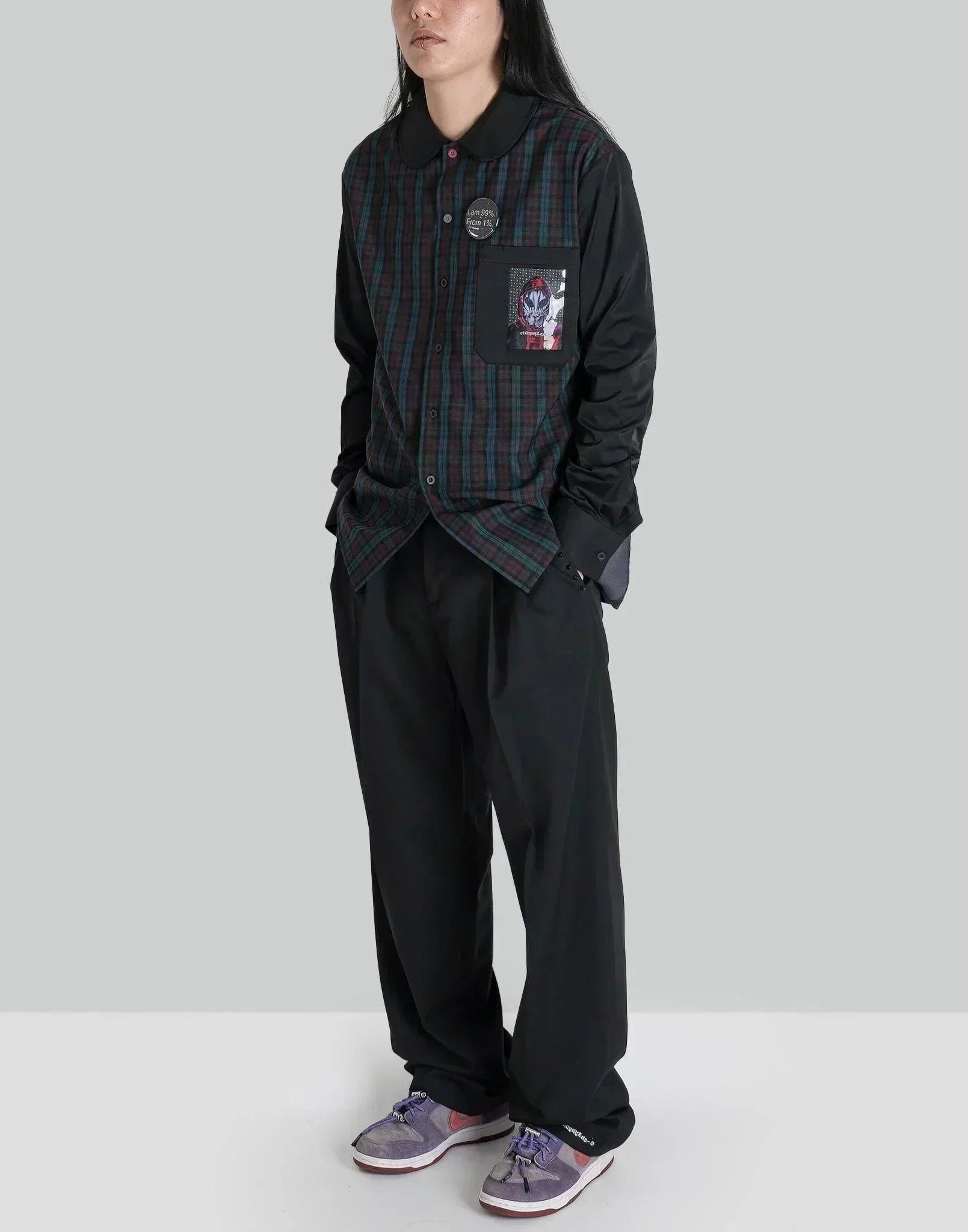 99%IS- - 1% Patch Side Ribbed Check Shirt - 082plus