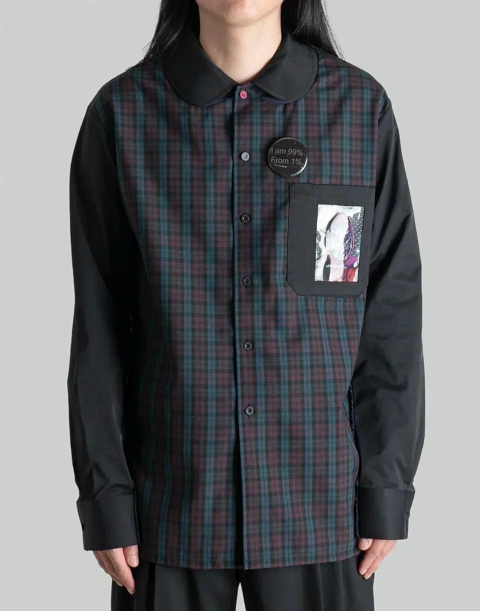 99%IS- - 1% Patch Side Ribbed Check Shirt - 082plus