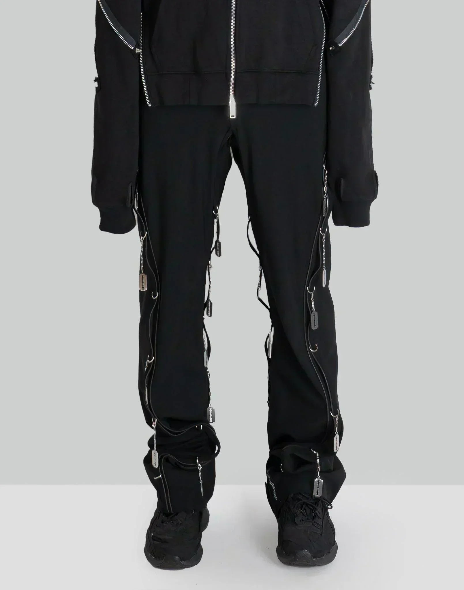 99%IS- - ' ATT1%TUDE ' LINE D-Ring Razor Blade Twist Trousers - 082plus