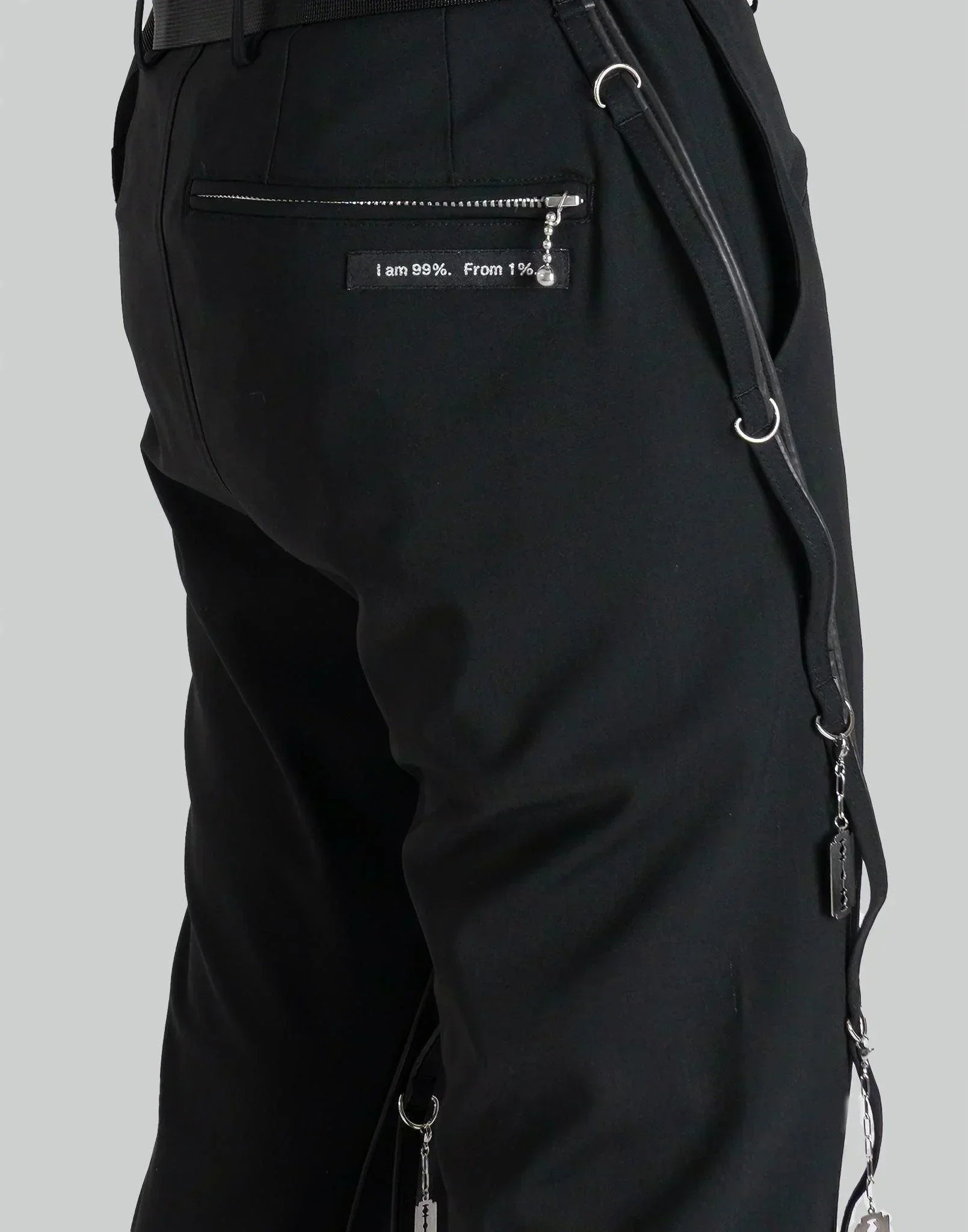 99%IS- - ' ATT1%TUDE ' LINE D-Ring Razor Blade Twist Trousers - 082plus