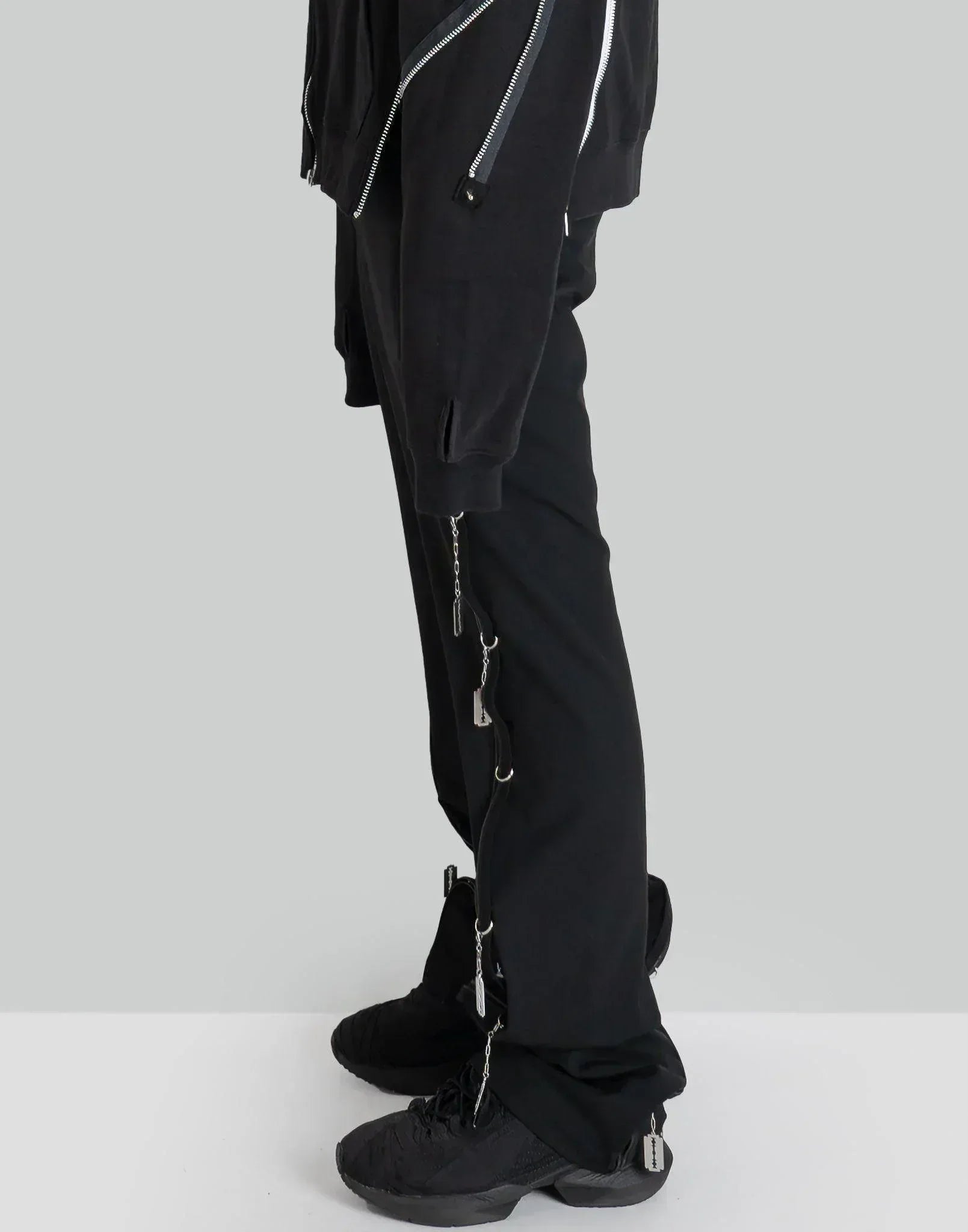 99%IS- - ' ATT1%TUDE ' LINE D-Ring Razor Blade Twist Trousers - 082plus