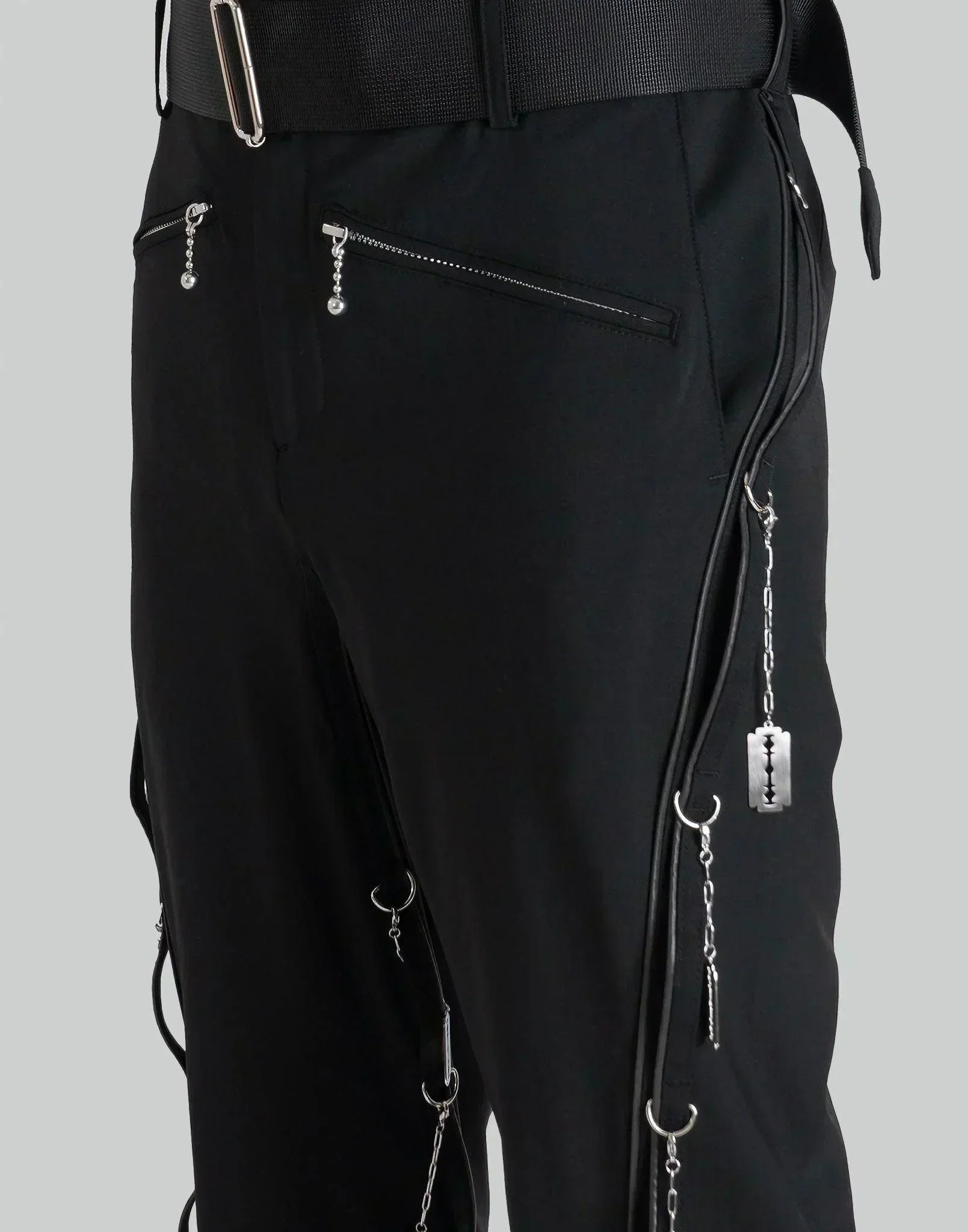 99%IS- - ' ATT1%TUDE ' LINE D-Ring Razor Blade Twist Trousers - 082plus