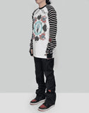 99%IS- - Ribbed Love Addicted Stripe Raglan T-shirt - 082plus