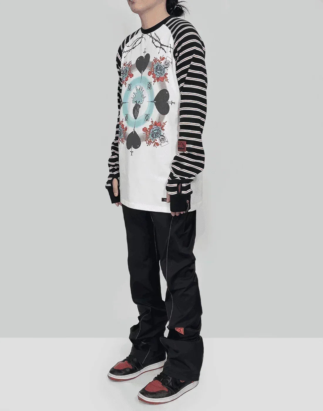 99%IS- - Ribbed Love Addicted Stripe Raglan T-shirt - 082plus