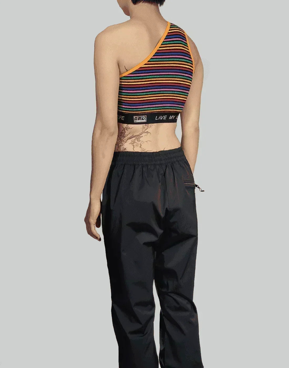 99%IS- - Ribbed Upside Down Stripe Panties Top - 082plus