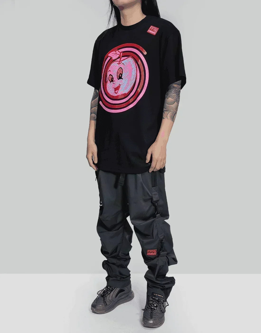 99%IS- - Spiral "Fine! Apple" Meshed Eyes T-shirt - 082plus
