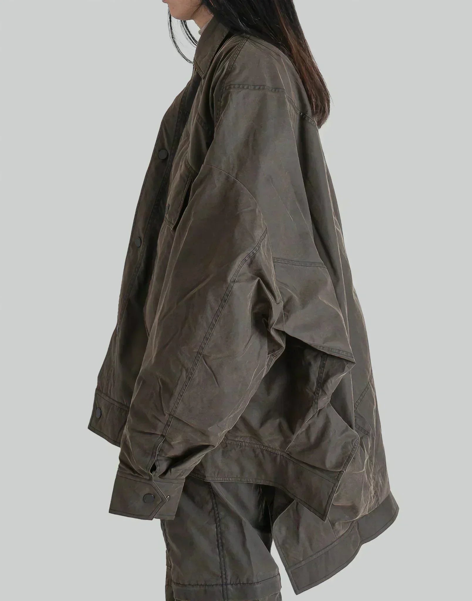 FENG CHEN WANG - BROWN DECONSTRUCTED WARSHED PADED JACKET - 082plus