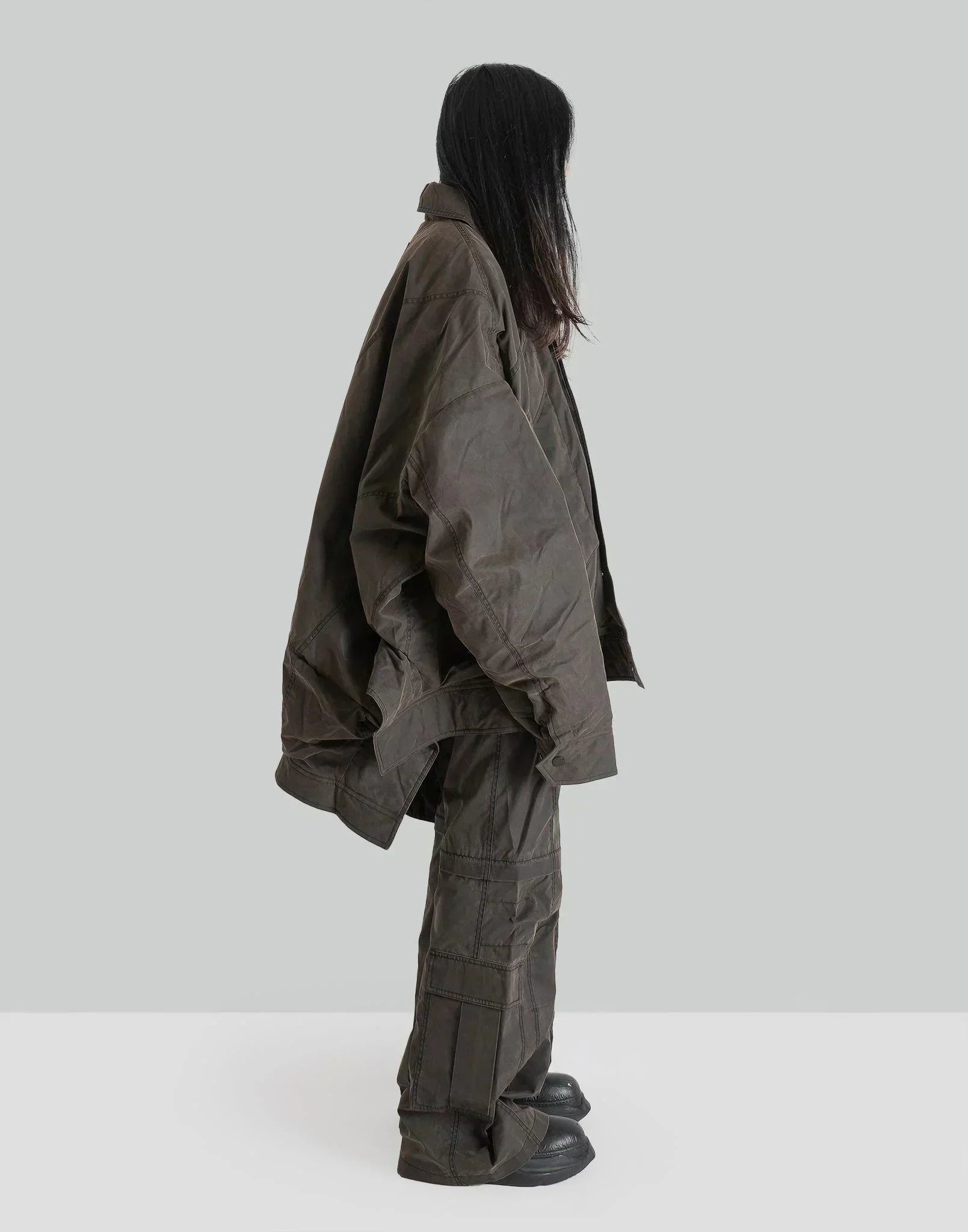 FENG CHEN WANG - BROWN DECONSTRUCTED WARSHED PADED JACKET - 082plus