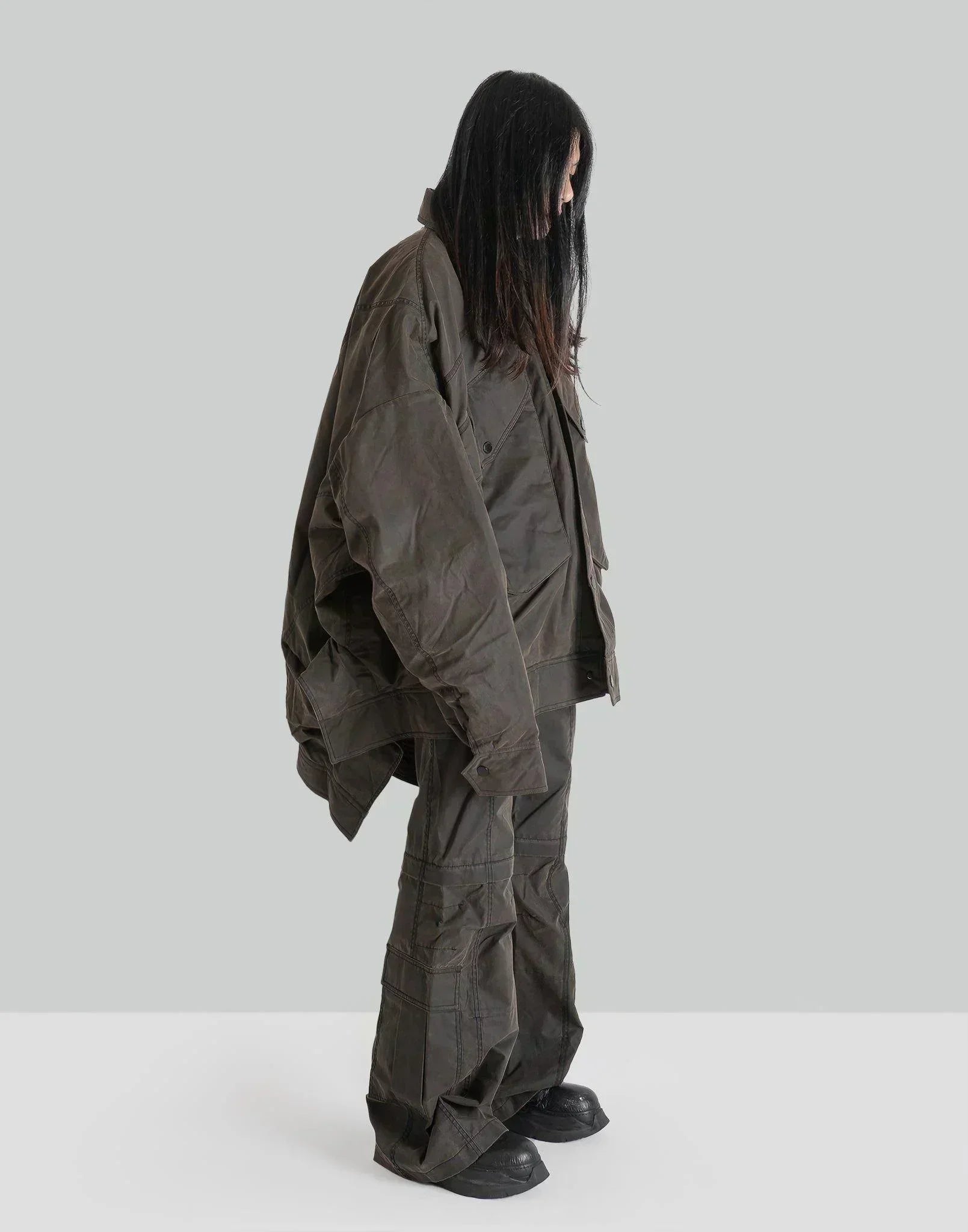 FENG CHEN WANG - BROWN DECONSTRUCTED WARSHED PADED JACKET - 082plus