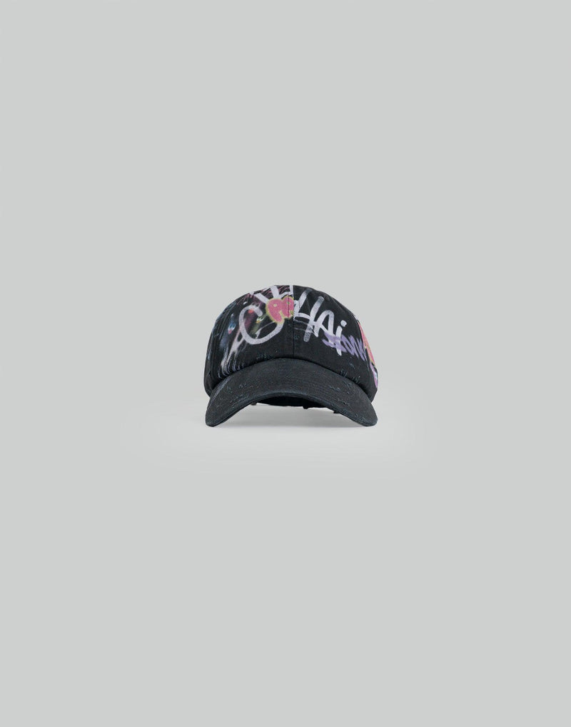 SANKUANZ - BUMPY GRAFFITI PRINT BLEACHED BASEBALL CAP - 082plus