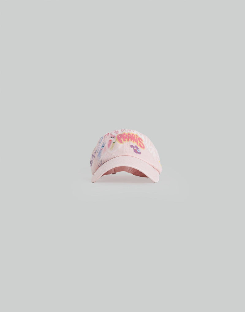 SANKUANZ - BUMPY GRAFFITI PRINT BLEACHED BASEBALL CAP - 082plus