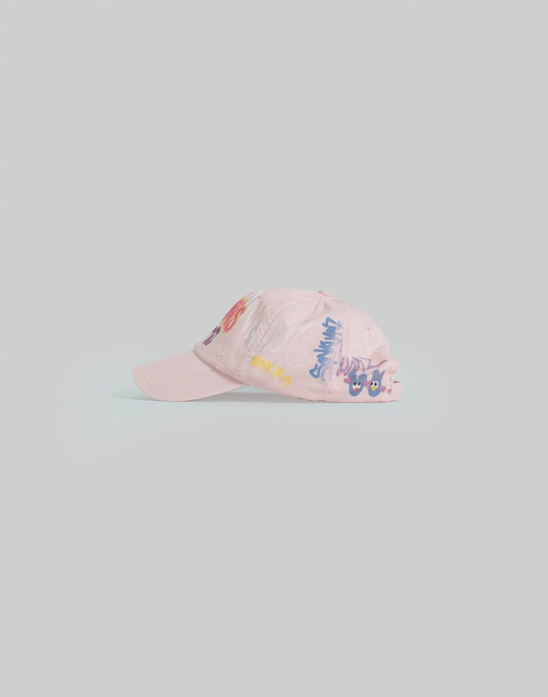 SANKUANZ - BUMPY GRAFFITI PRINT BLEACHED BASEBALL CAP - 082plus