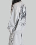 SANKUANZ - BUMPY GRAFFITI PRINT BLEACHED CREWNECK SWEATSHIRT - 082plus
