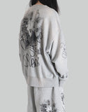 SANKUANZ - BUMPY GRAFFITI PRINT BLEACHED CREWNECK SWEATSHIRT - 082plus