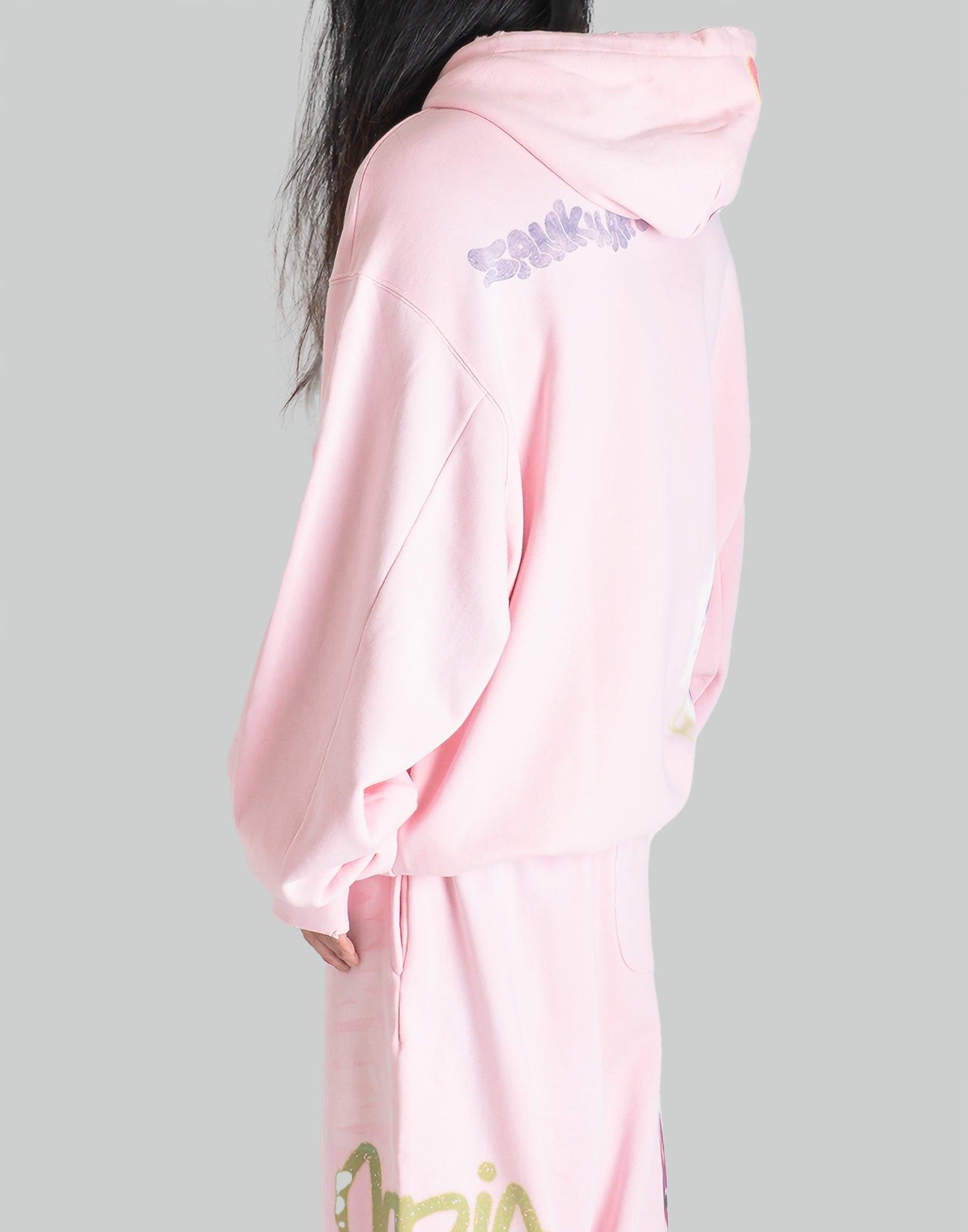 SANKUANZ - BUMPY GRAFFITI PRINT BLEACHED HOODIE - 082plus