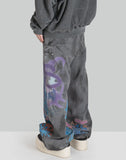 SANKUANZ - BUMPY GRAFFITI PRINT CARGO DENIM PANTS - 082plus