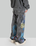 SANKUANZ - BUMPY GRAFFITI PRINT CARGO DENIM PANTS - 082plus