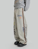 SANKUANZ - BUMPY GRAFFITI PRINT DENIM BAGGY PANTS - 082plus