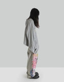 SANKUANZ - BUMPY GRAFFITI PRINT DENIM BAGGY PANTS - 082plus