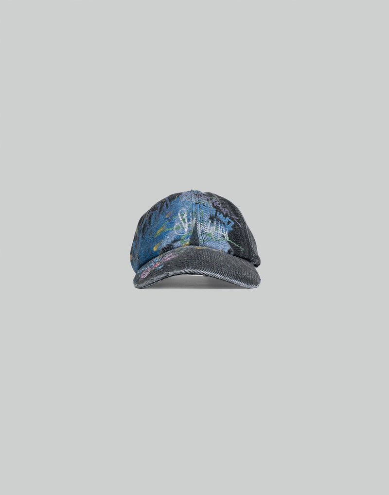 SANKUANZ - BUMPY GRAFFITI PRINT DENIM BASEBALL CAP - 082plus