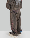 SANKUANZ - BUMPY GRAFFITI PRINT DISTRESSED DENIM PANTS - 082plus