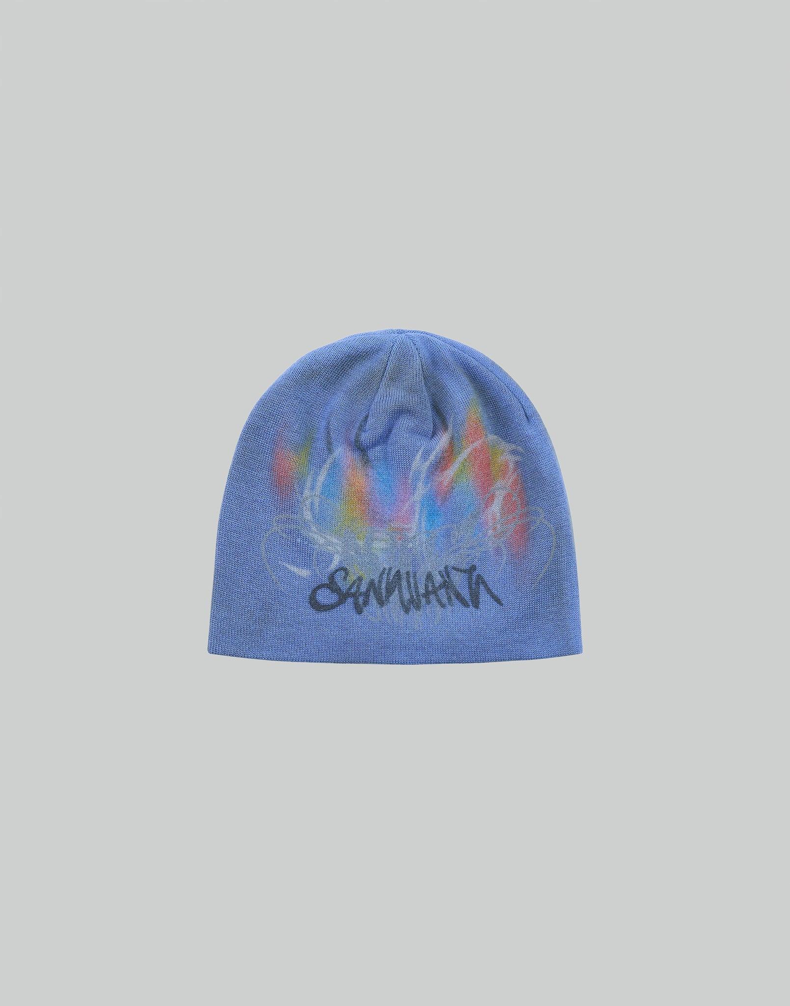 BUMPY GRAFFITI PRINT KNIT BEANIE