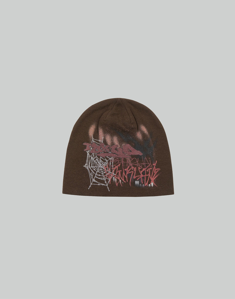 BUMPY GRAFFITI PRINT KNIT BEANIE