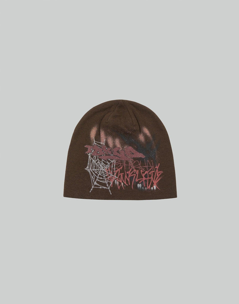 BUMPY GRAFFITI PRINT KNIT BEANIE