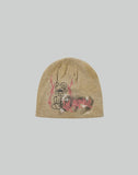 BUMPY GRAFFITI PRINT KNIT BEANIE