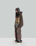 SANKUANZ - BUMPY GRAFFITI PRINT LAYERED DRAWSTRING HOODIE - 082plus