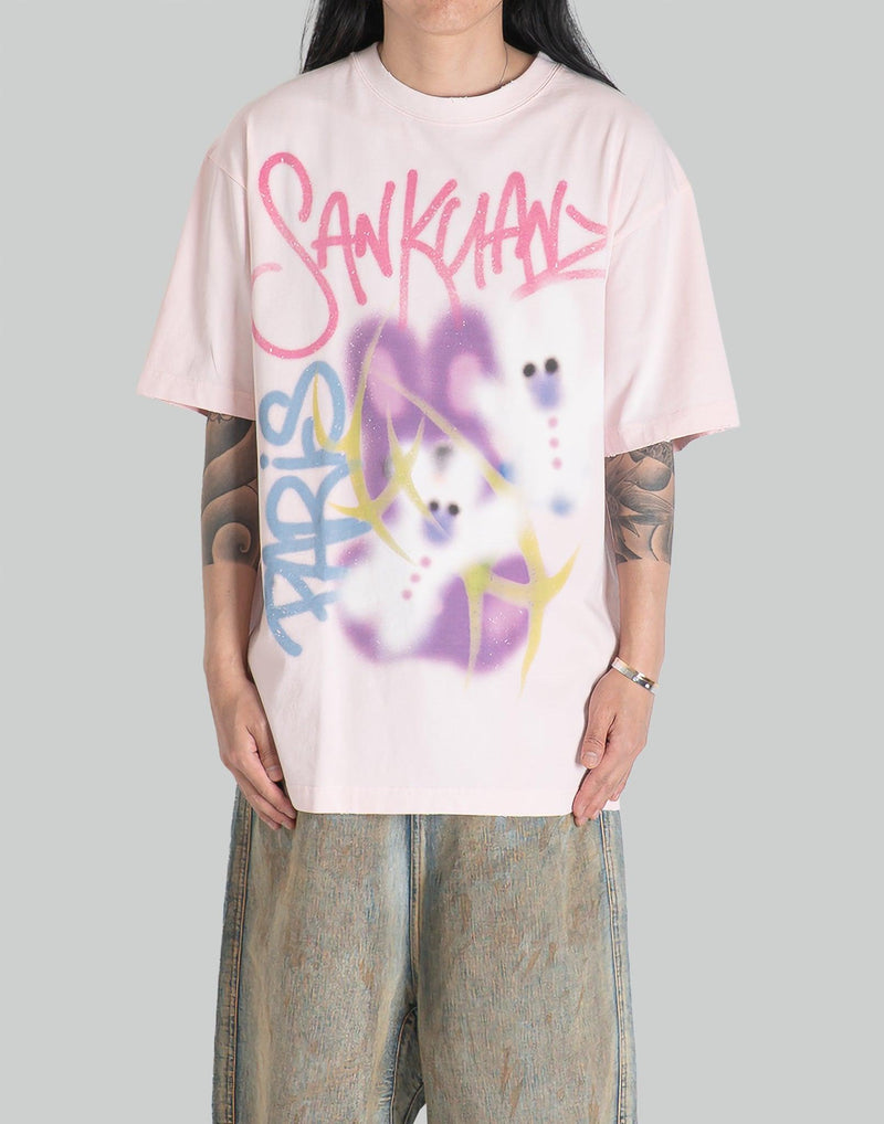 SANKUANZ - BUMPY GRAFFITI PRINT OVERSIZE T-SHIRT - 082plus