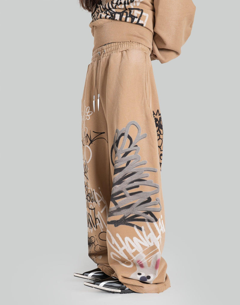 SANKUANZ - BUMPY GRAFFITI PRINT RELAXED SWEATPANTS - 082plus
