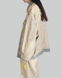 SANKUANZ - BUMPY GRAFFITI PRINT REVERSIBLE FABRIC OVERSIZED DENIM JACKET - 082plus