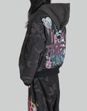 SANKUANZ - BUMPY GRAFFITI PRINT SIDE POCKET HOODED ZIP JACKET - 082plus