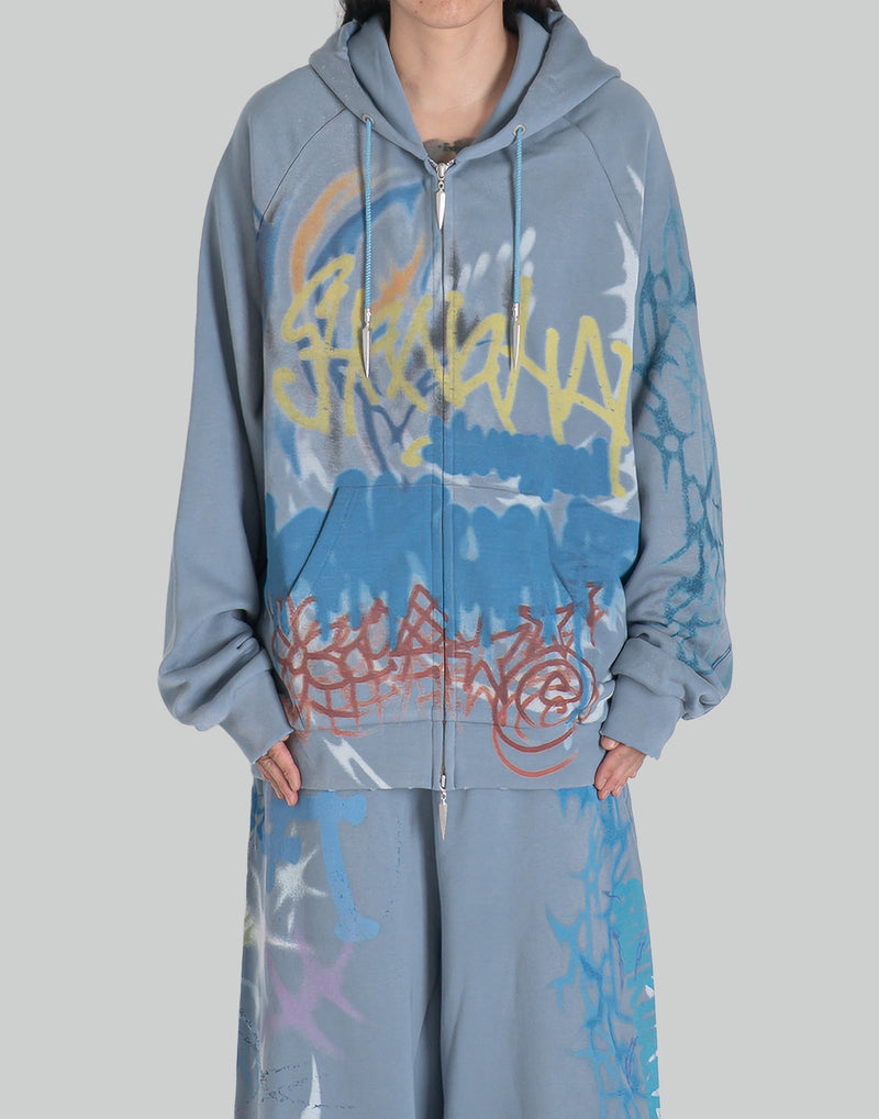 BUMPY GRAFFITI ZIP-UP HOODIE