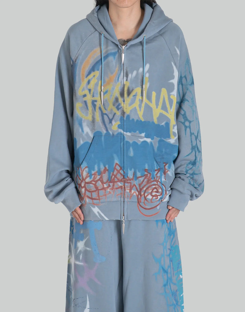BUMPY GRAFFITI ZIP-UP HOODIE