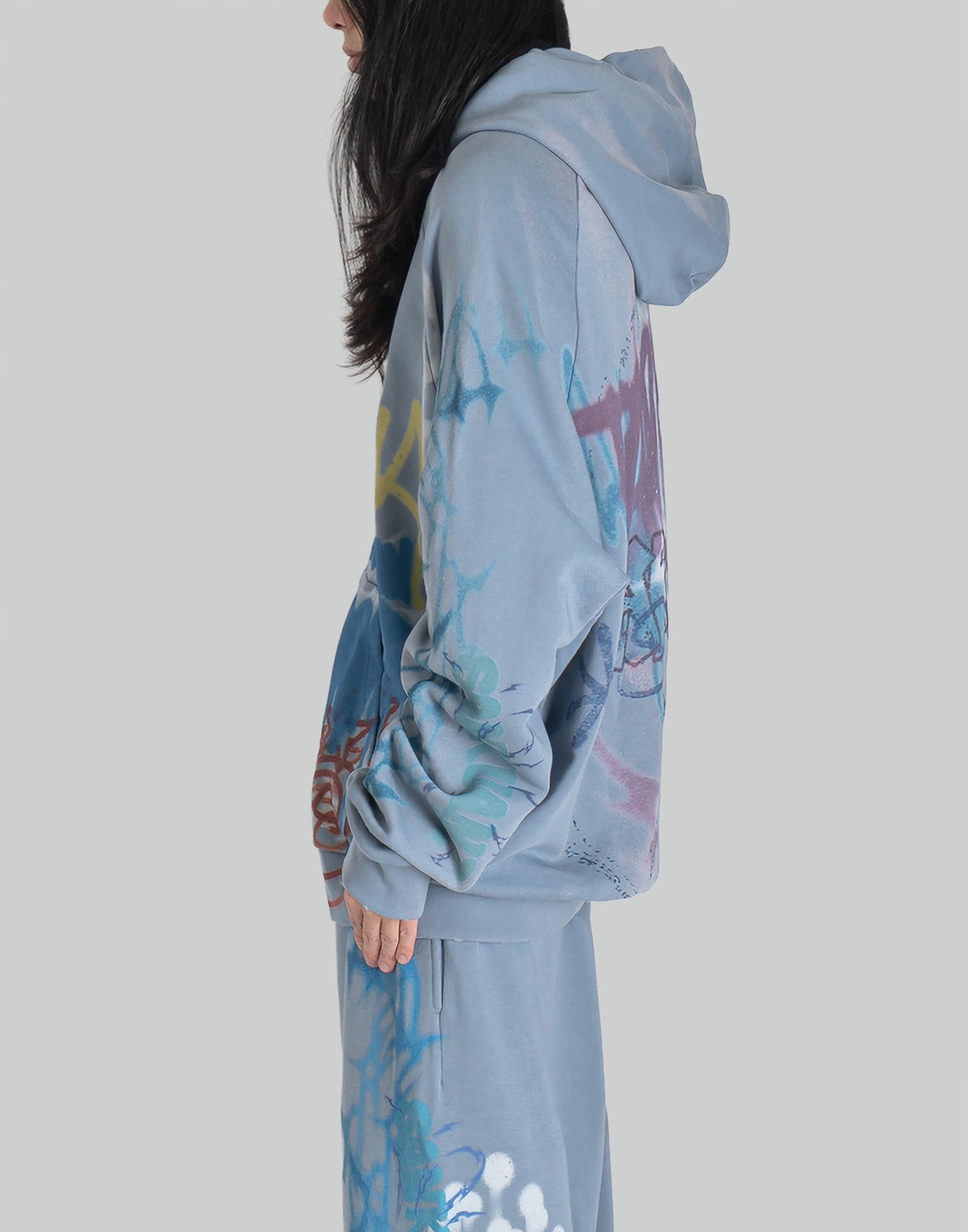 BUMPY GRAFFITI ZIP-UP HOODIE