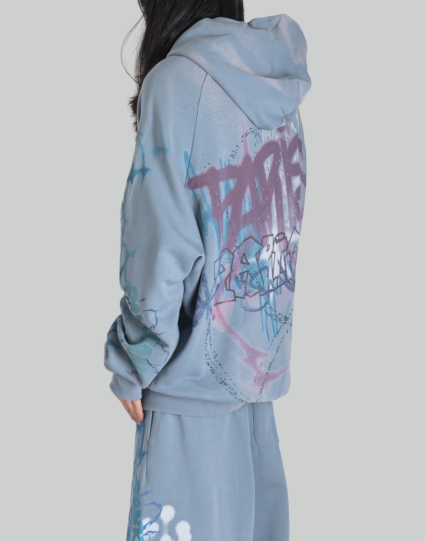 BUMPY GRAFFITI ZIP-UP HOODIE