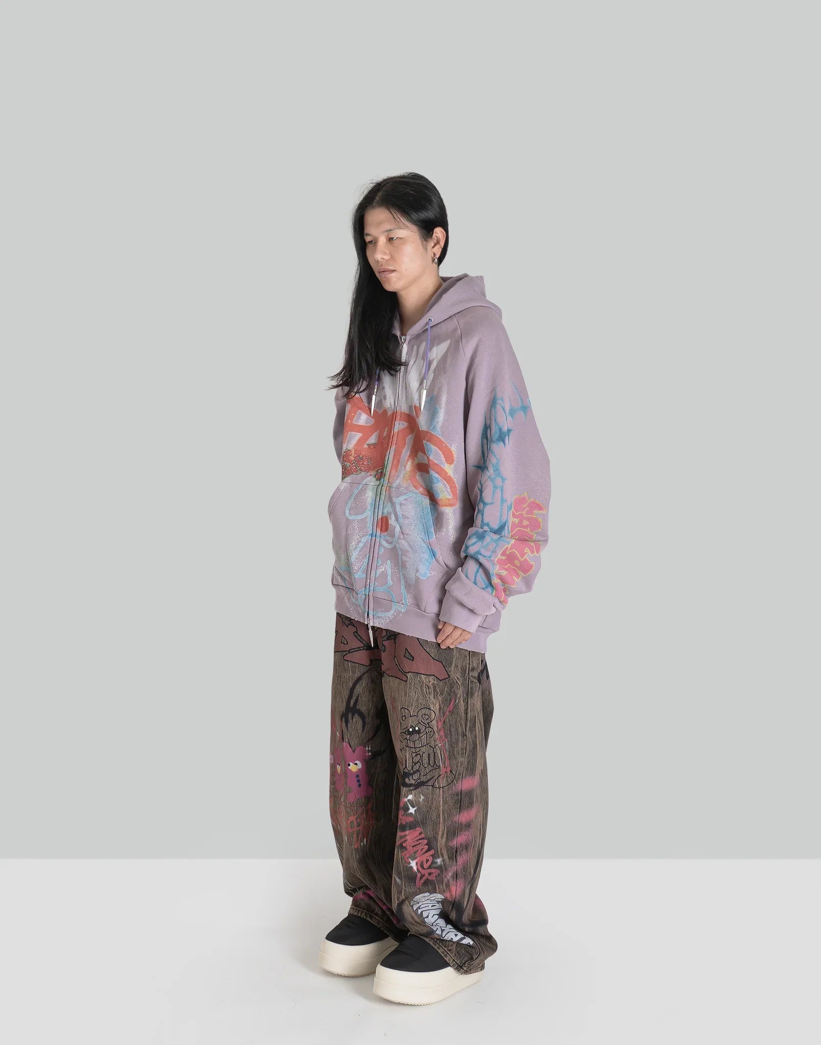SANKUANZ - BUMPY GRAFFITI ZIP-UP HOODIE - 082plus