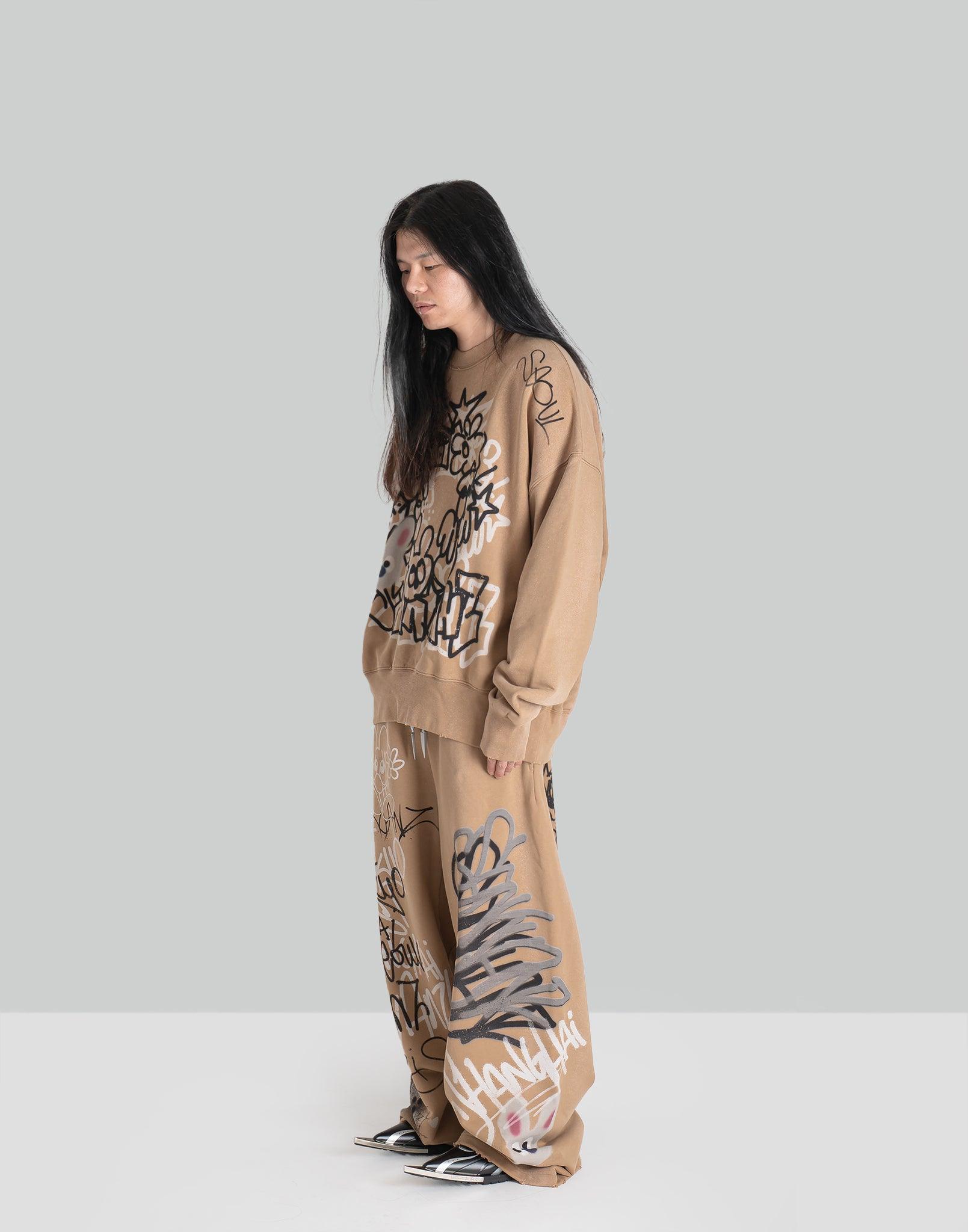 SANKUANZ - BUMPY GRAFFITI PRINT RELAXED SWEATPANTS - 082plus