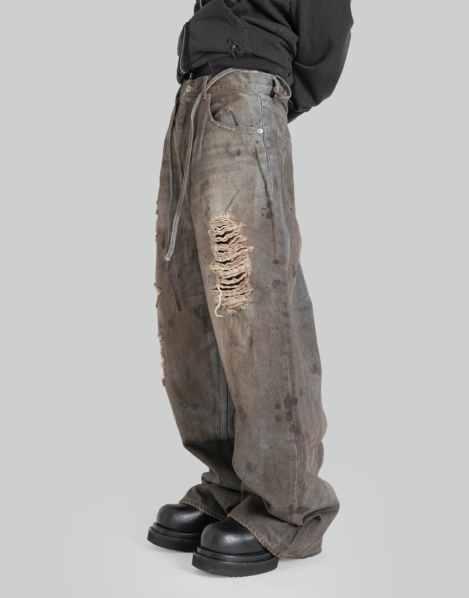 90s W&LT 再構築 Crash Denim Pants 大阪店WEB限定【Chikashitsu +】vintage crash denim pants (2color