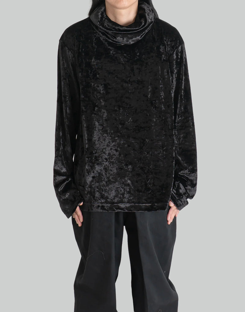 JOHN LAWRENCE SULLIVAN - CRUSHED VELOUR TURTLE NECK TOP - 082plus