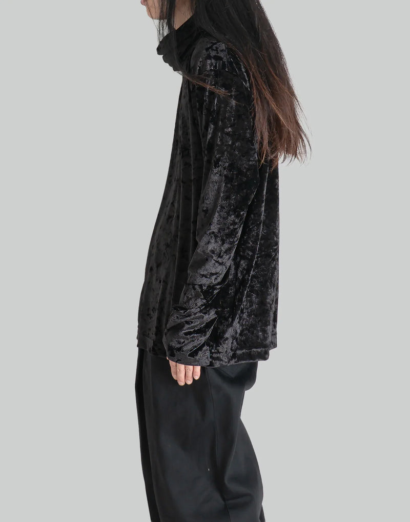 JOHN LAWRENCE SULLIVAN - CRUSHED VELOUR TURTLE NECK TOP - 082plus