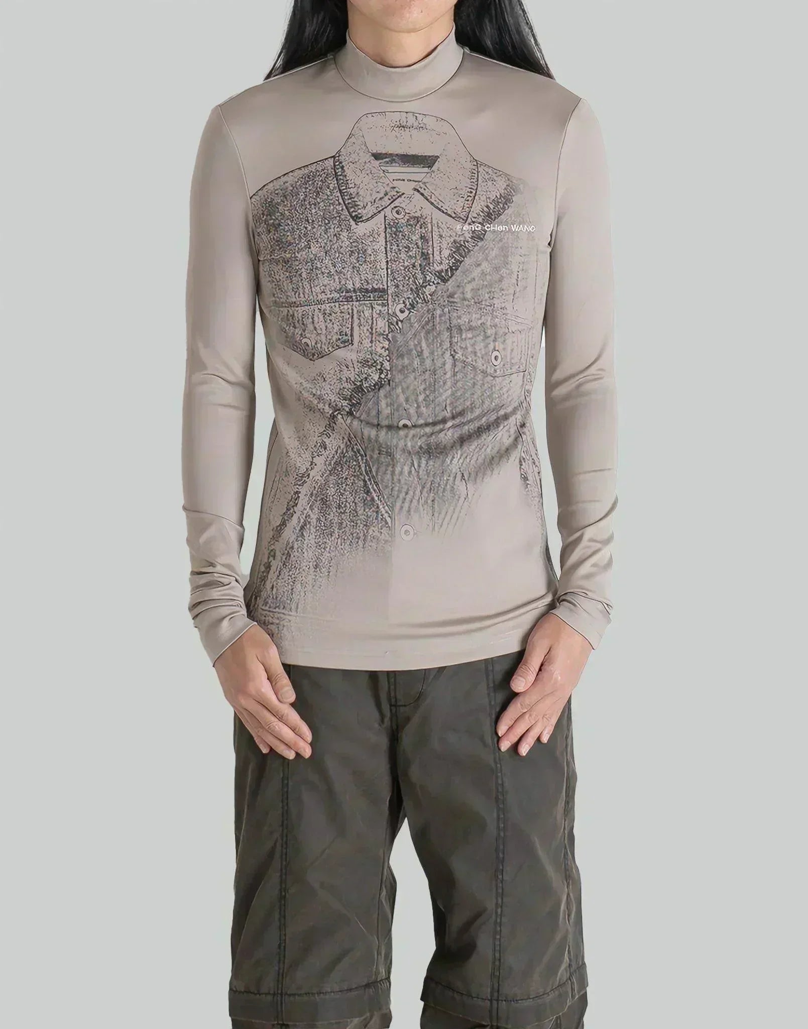 FENG CHEN WANG - DECONSTRUCTION PRINTED JERSEY TOP - 082plus