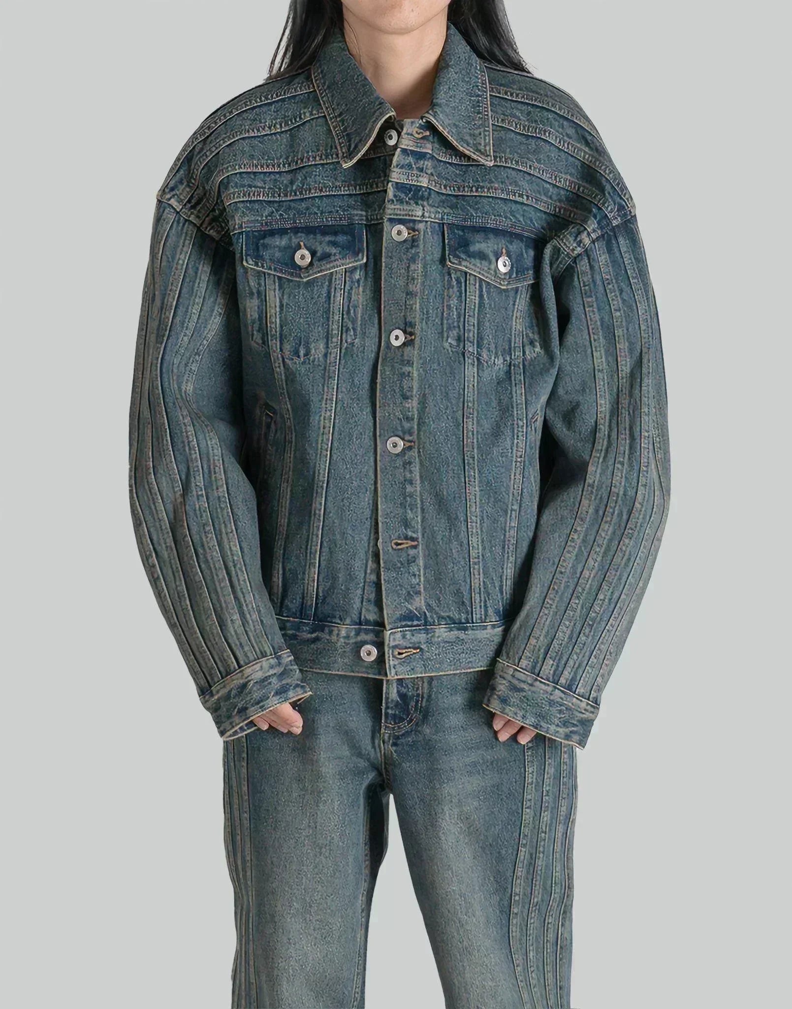 FENG CHEN WANG - DENIM DECONSTRUCTION OVERSIZED JACKET - 082plus